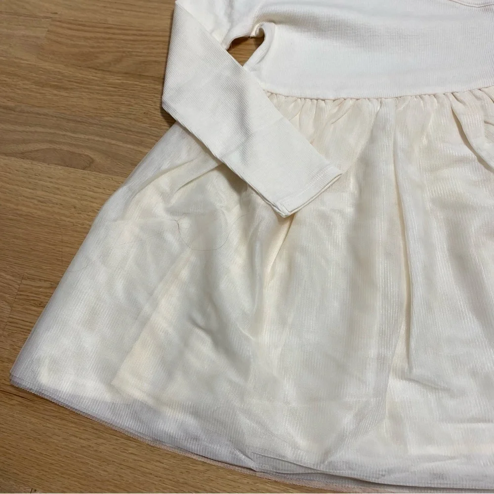 Old Navy Ivory White Dress NWT 5T Long Sleeve Faux Wrap Neck A-line Girls